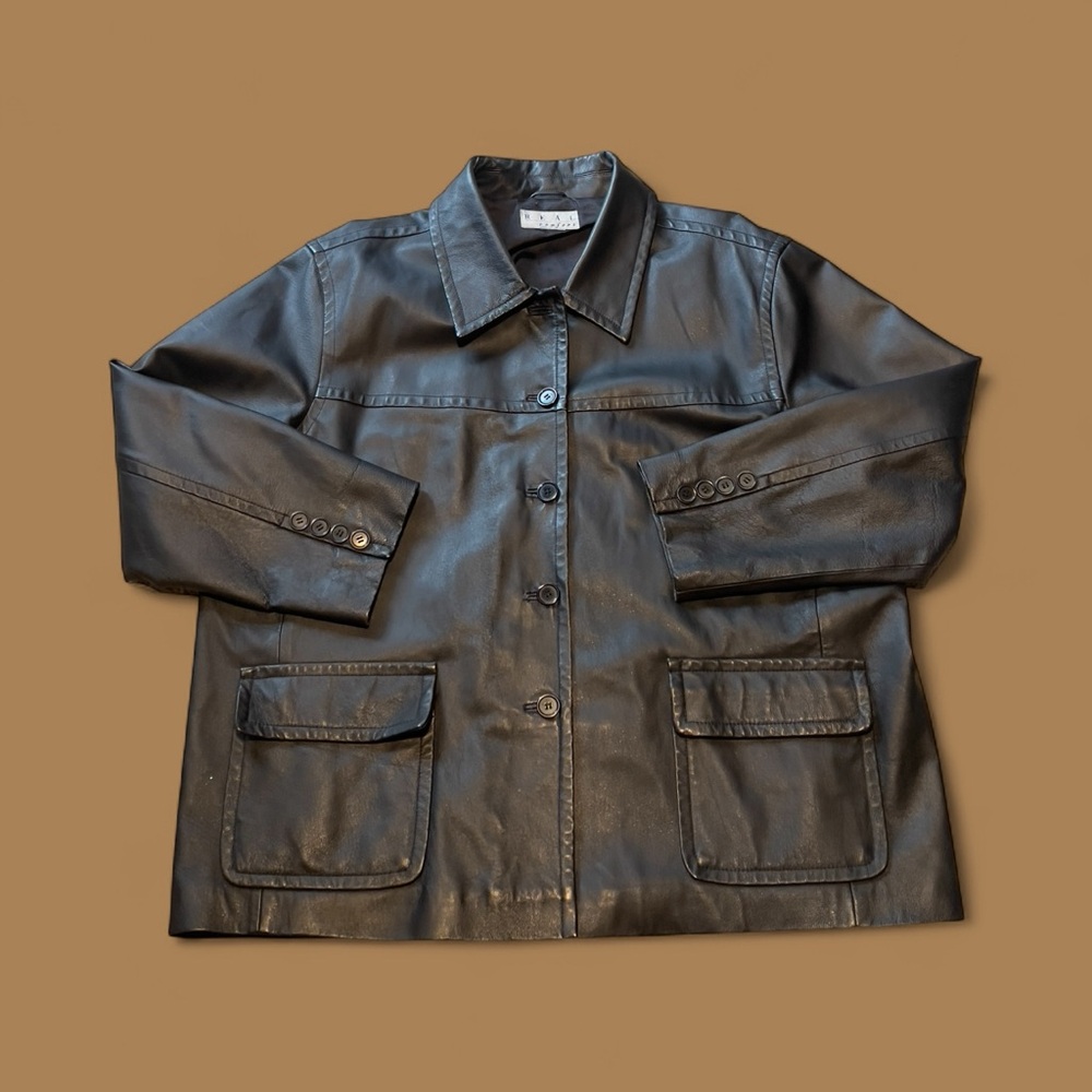 Classic Vintage 90s Black Leather Jacket for Women